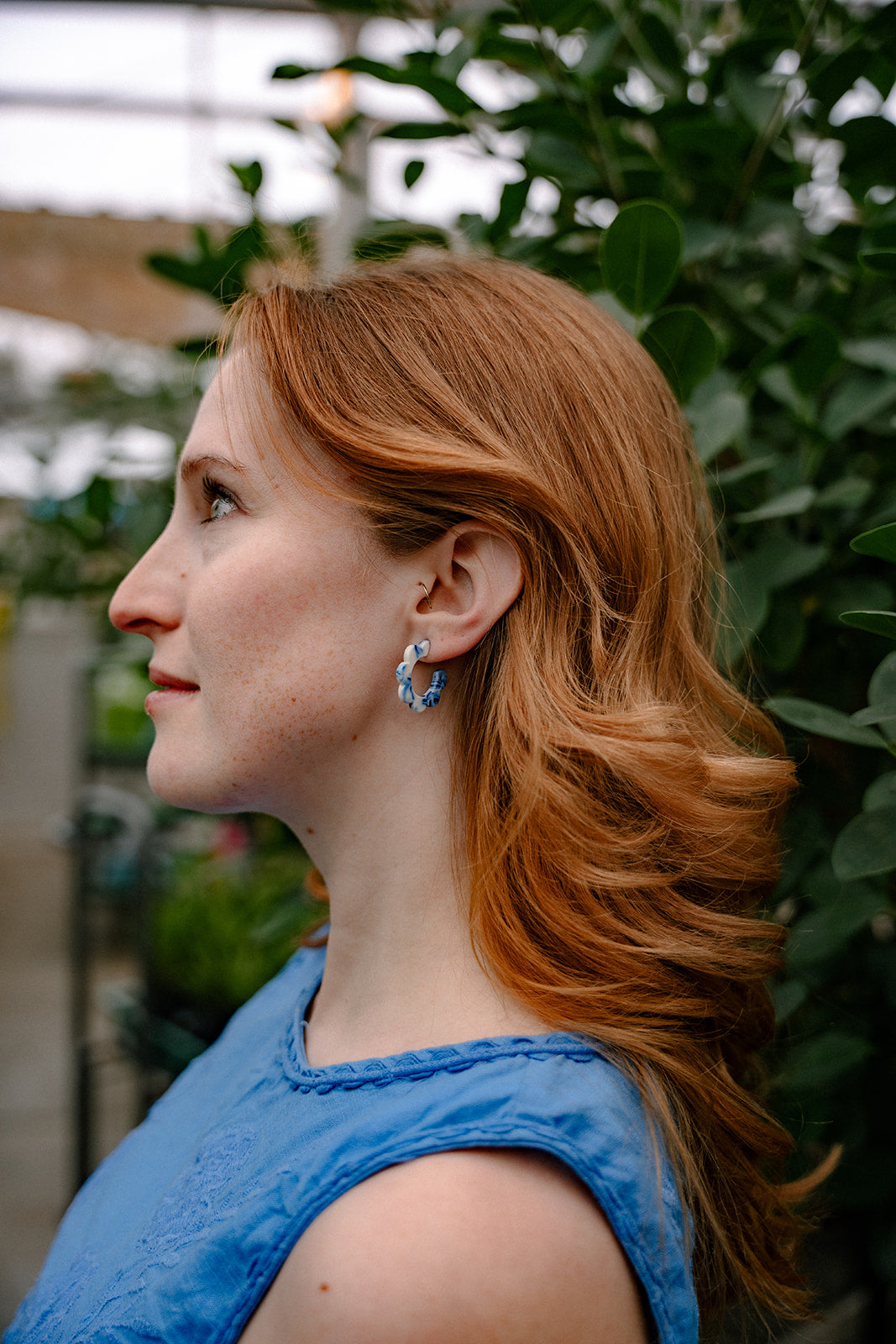 Flora Mini Hoops - Greek Goddess Blue