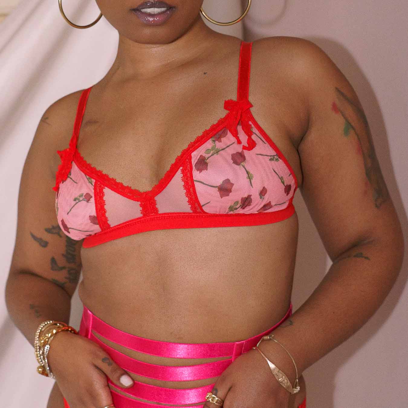 Dozen Roses Mesh Peekaboo Bralette