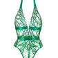 Green Foil Lace Seductive Sheer Bodysuit