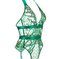 Green Foil Lace Seductive Sheer Bodysuit