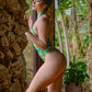 Green Foil Lace Seductive Sheer Bodysuit