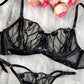 Exquisitely Crafted Midnight Black Lace Lingerie Set