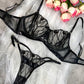 Exquisitely Crafted Midnight Black Lace Lingerie Set