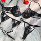 Black Luxurious Fancy Embroidered Sexy Lingerie Set