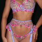 Fantasy Pink Bloom Embroidery Lingerie Set