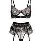Sheer Black&Champagne Embroidered Lace Lingerie Set