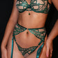Luxe Green Metallic Foil Lace Lingerie Set