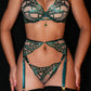 Luxe Green Metallic Foil Lace Lingerie Set