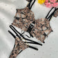 Leopard Flower Lace Lingerie Set