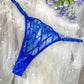 Midnight Blue Leather Lace Embellished Lingerie Set
