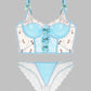 Baby Blue Satin Rosette Bow Lingerie Set
