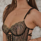 Black Gold-threaded Butterfly Bow Lingerie Set