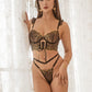 Black Gold-threaded Butterfly Bow Lingerie Set