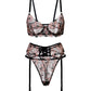 Black& Dustyrose Flowers  Lingerie Set