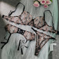 Black& Dustyrose Flowers  Lingerie Set