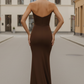 Daris Gown - Chocolate - Cat-Eye Scoop Neckline Dress