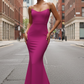 Daris Gown - Berry - Cat-Eye Scoop Neckline Dress
