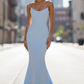 Daris Gown - Light Blue - Cat-Eye Scoop Neckline Dress