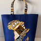 Denim African Map Tote Bag