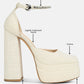 Cosette Diamanate Embellished Ankle Strap High Block Heel Sandals