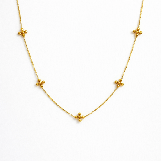 Dot Dot Golden Cross Necklace - Water & Tarnish Resistant