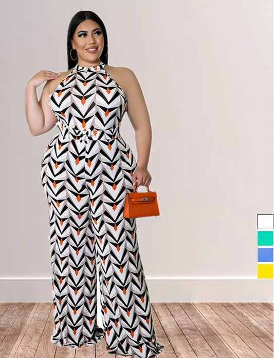 Casual Sleeveless Geometric Jumpsuit