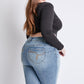 WannaBettaButt Mid Rise Embroidered Skinny Jean
