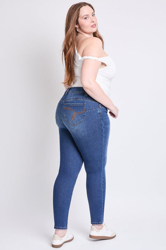 WannaBettaButt Mid Rise Embroidered Skinny Jean