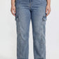 Women's Plus High Rise Elastic Waist Straight Cargo