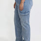 Women's Plus High Rise Elastic Waist Straight Cargo
