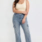 Women's Plus High Rise Elastic Waist Straight Cargo