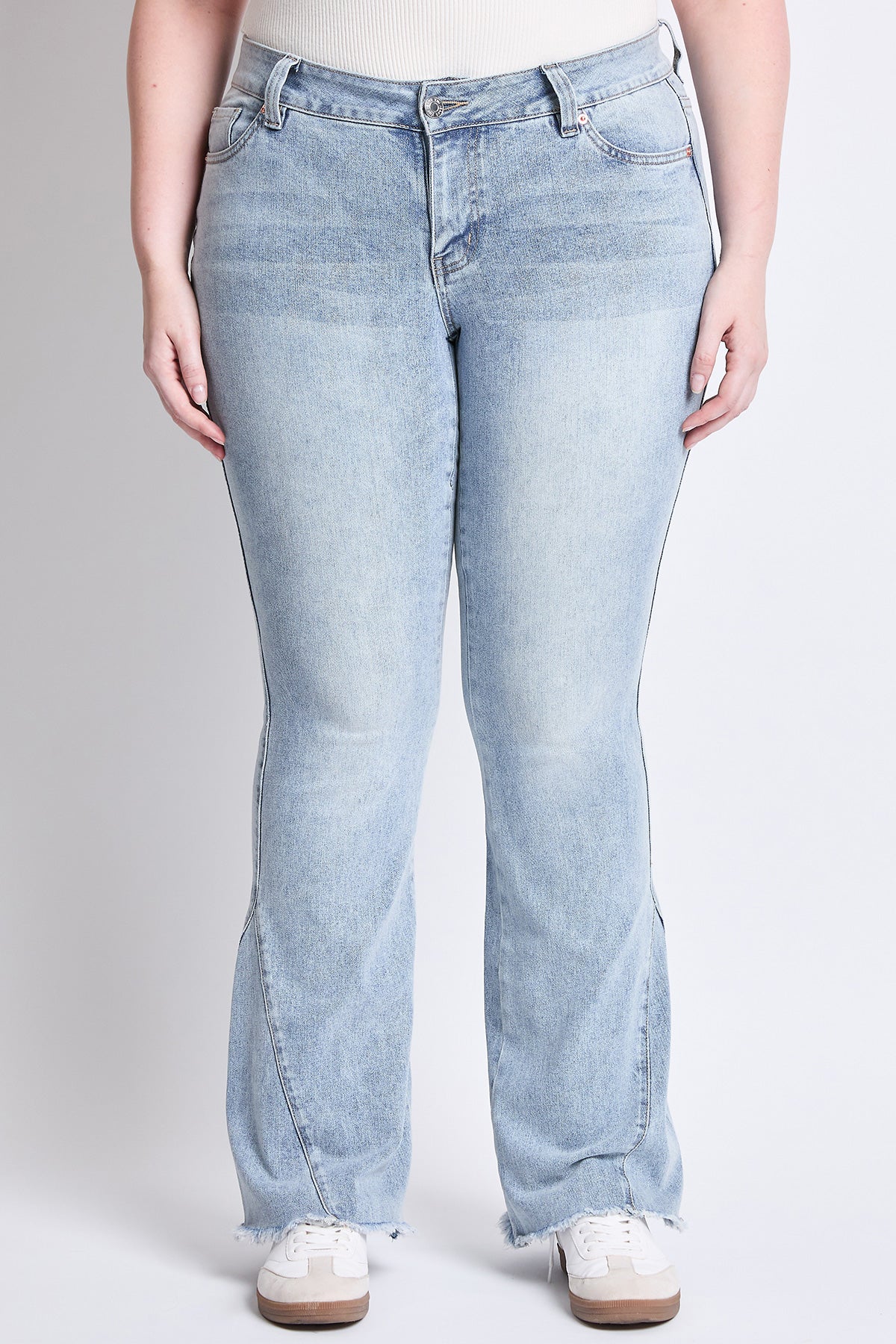 Low Rise Frayed Hem Flare Jeans