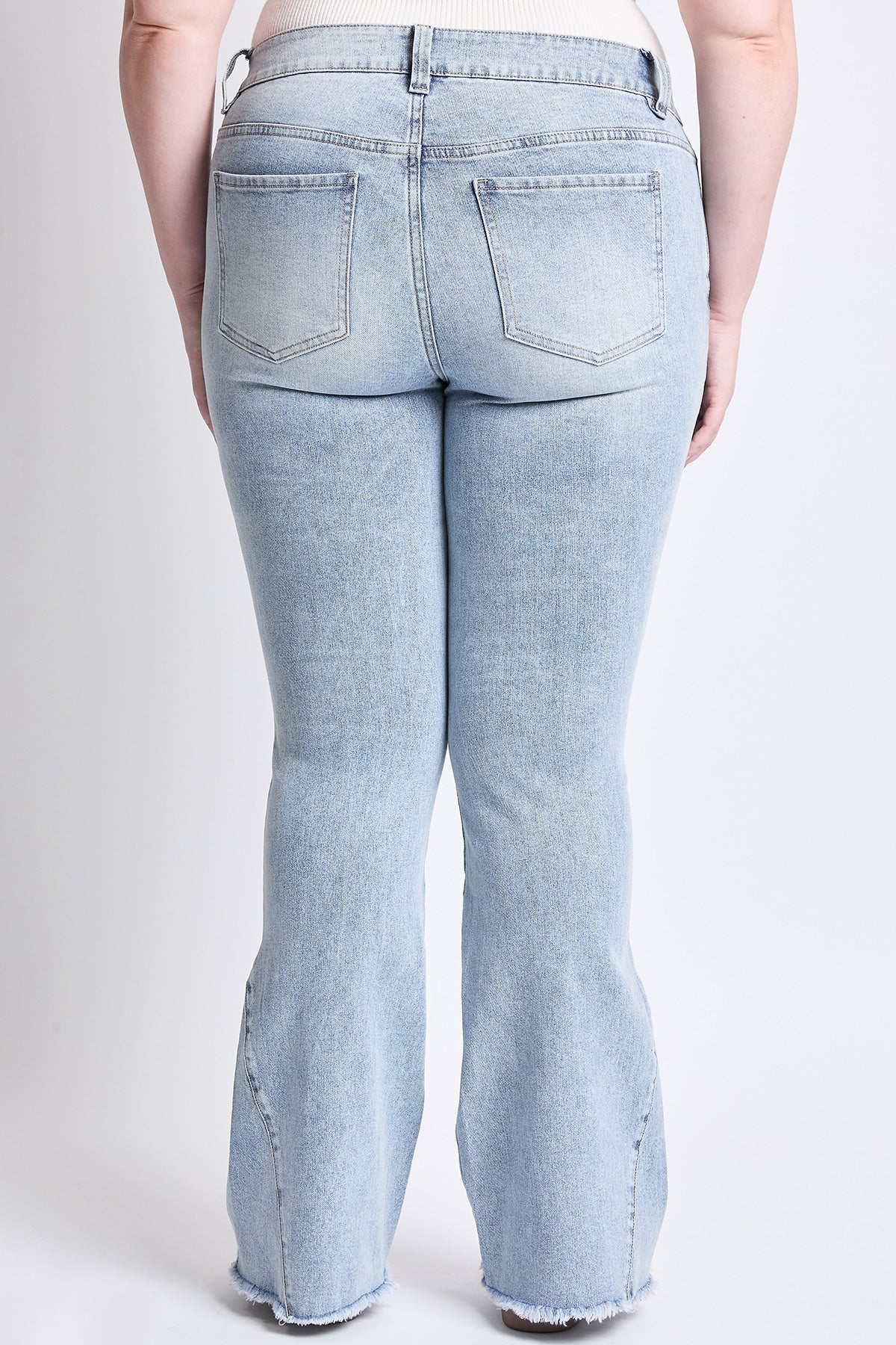Low Rise Frayed Hem Flare Jeans