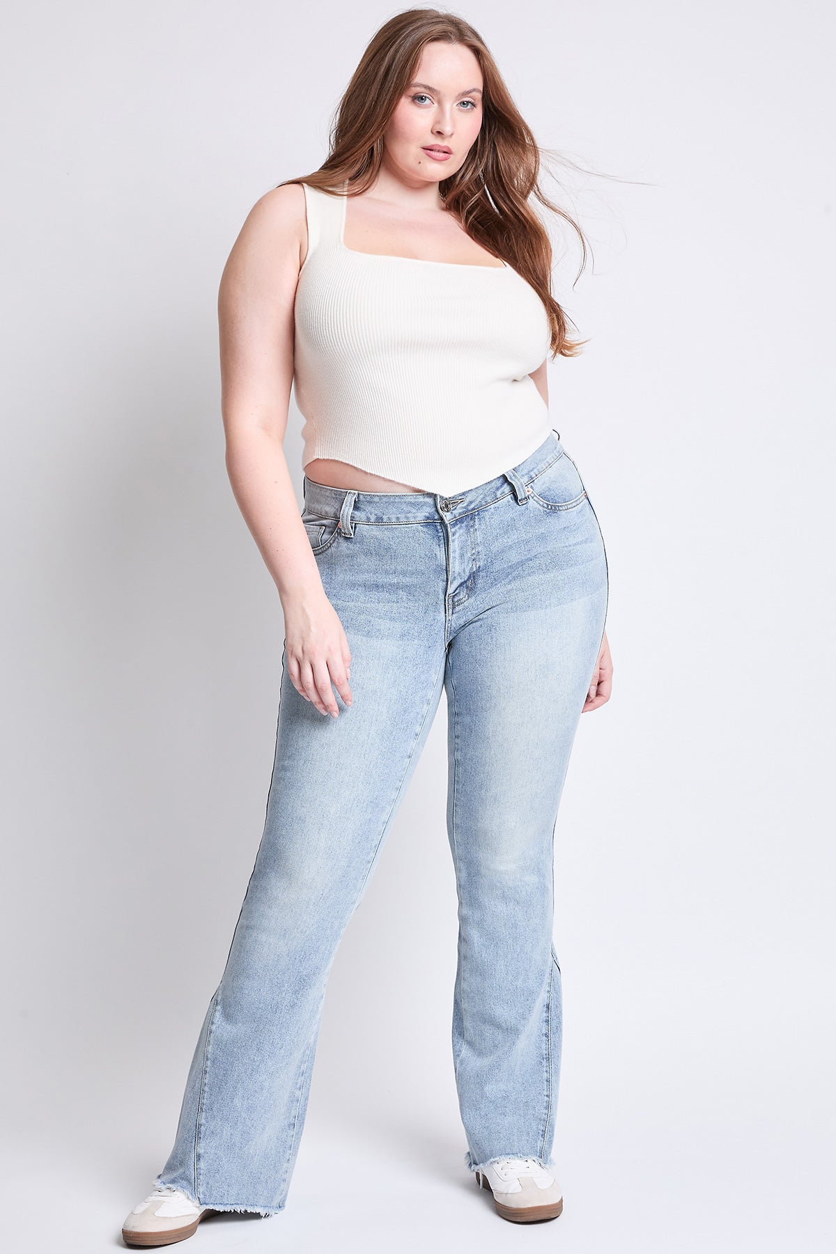 Low Rise Frayed Hem Flare Jeans