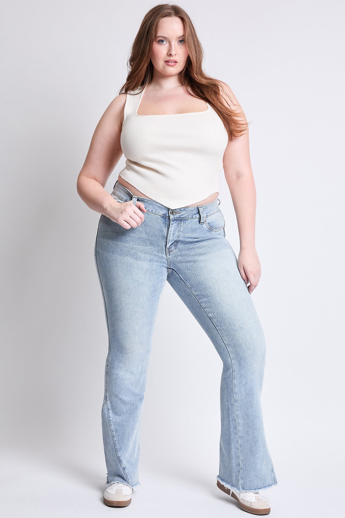 Low Rise Frayed Hem Flare Jeans