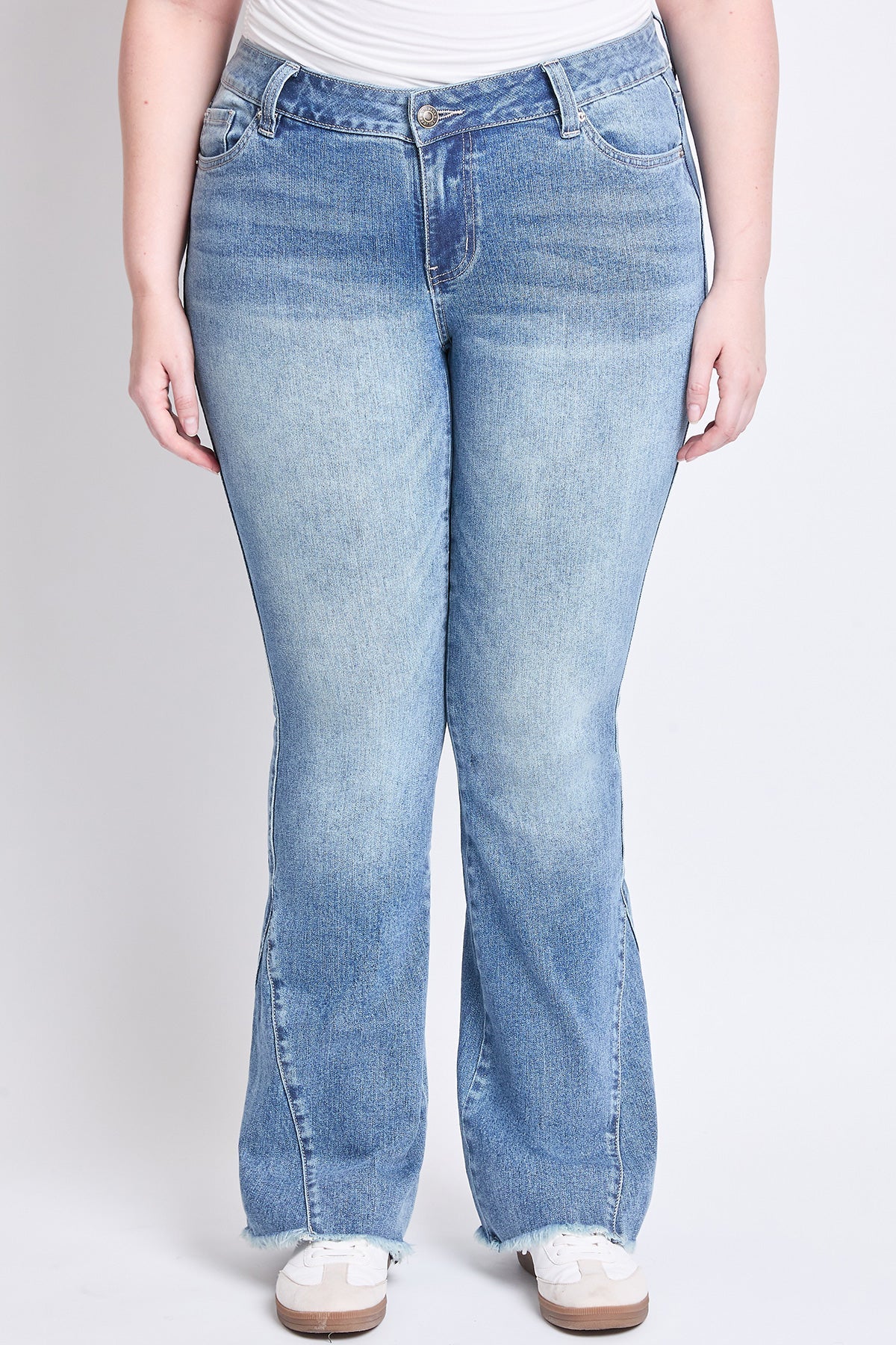 Low Rise Frayed Hem Flare Jeans