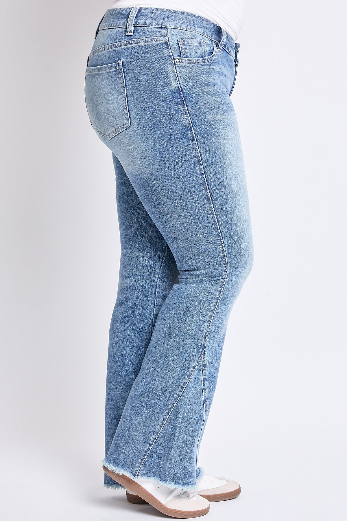 Low Rise Frayed Hem Flare Jeans