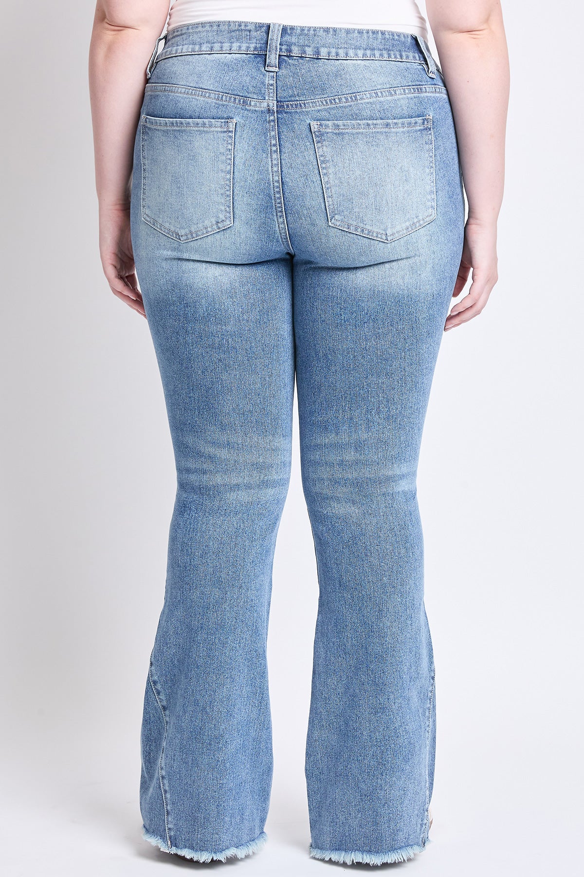 Low Rise Frayed Hem Flare Jeans