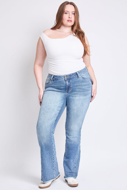 Low Rise Frayed Hem Flare Jeans