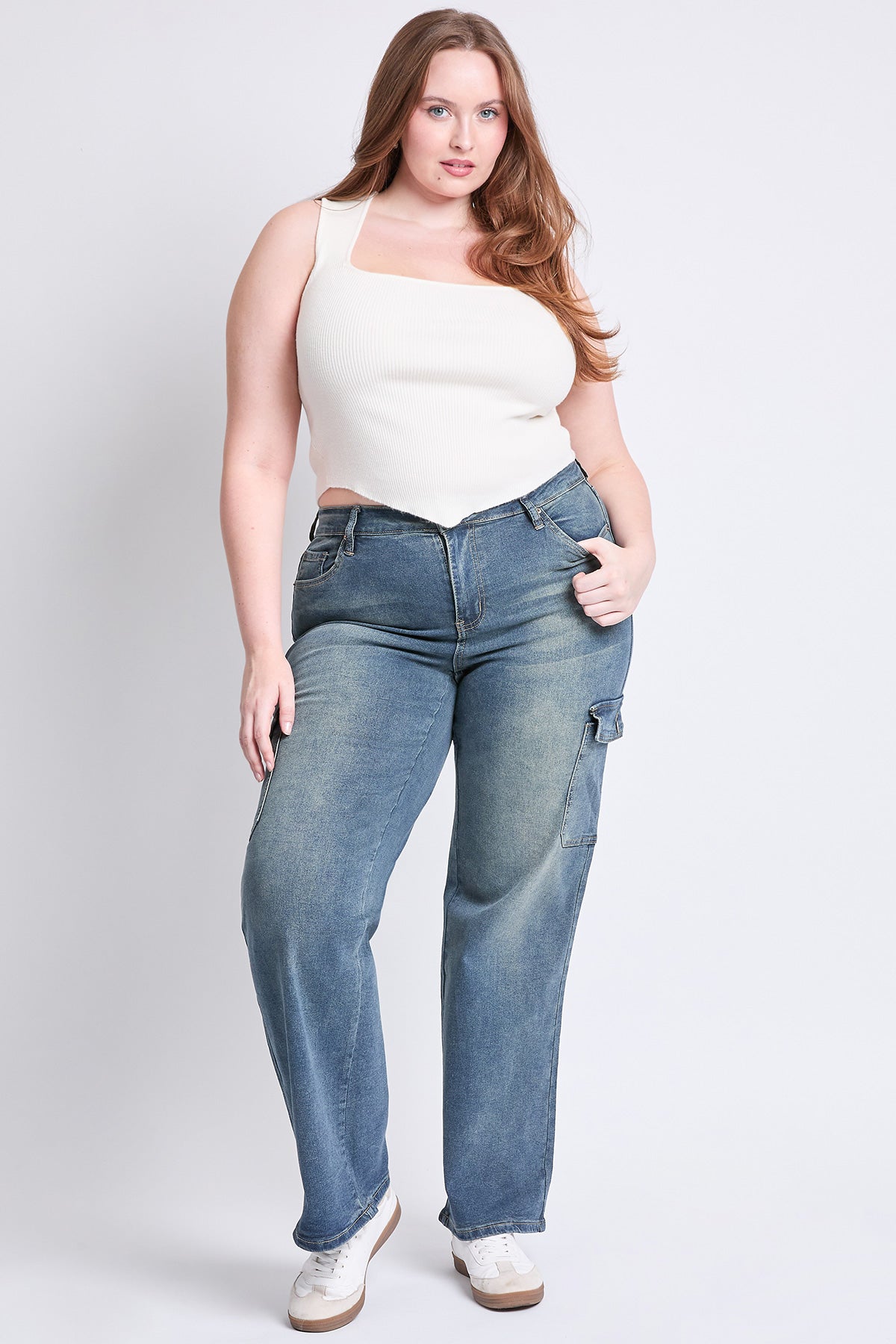 High Rise Wide Leg Skater Cargo Jeans