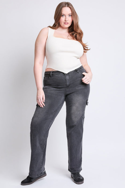 High Rise Wide Leg Skater Cargo Jeans