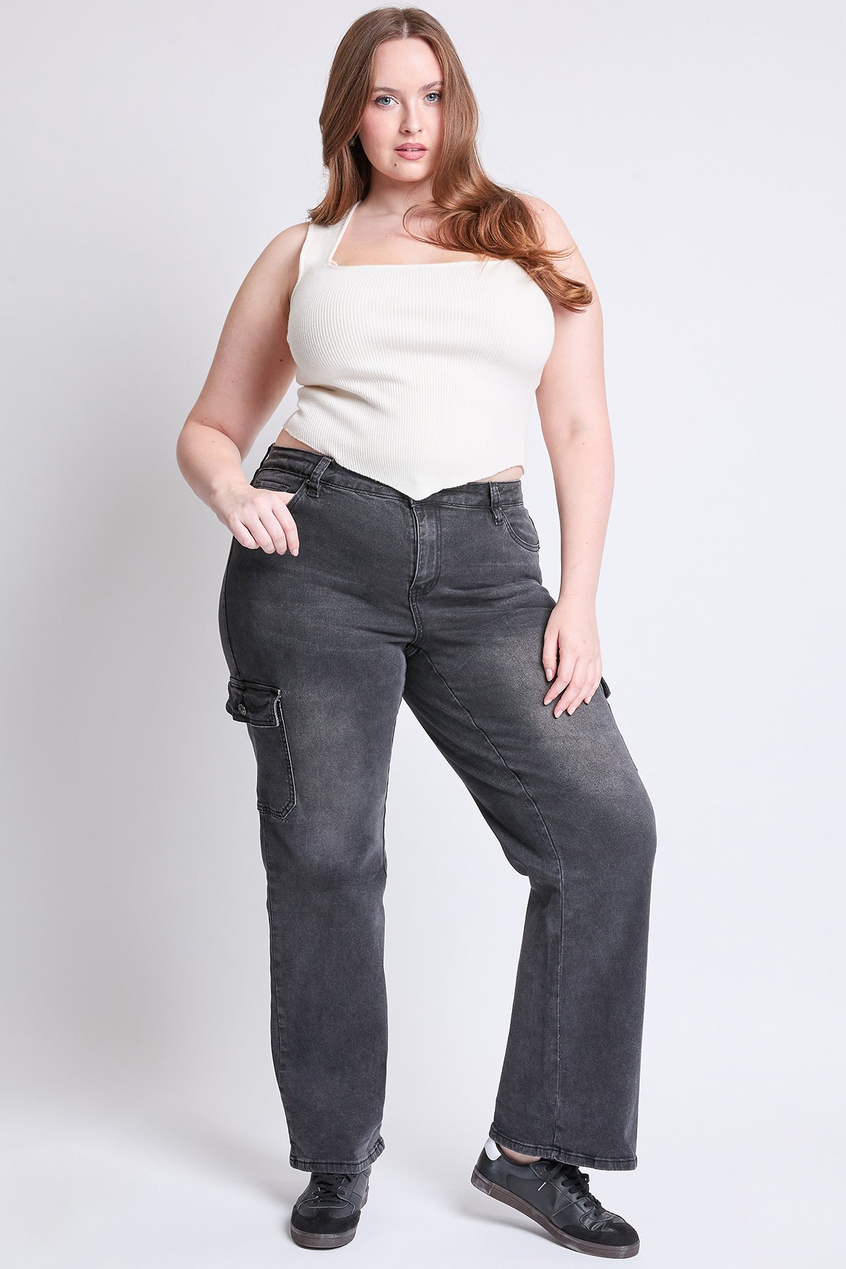 High Rise Wide Leg Skater Cargo Jeans