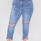 Dream Slim Straight Ankle Jeans With Hem Destruction