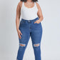 Dream Slim Straight Ankle Jeans With Hem Destruction