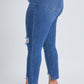 Dream Slim Straight Ankle Jeans With Hem Destruction