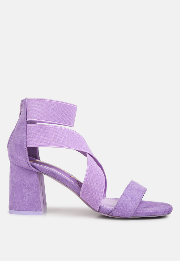 Berries Elastic Strappy Block Heel Sandals
