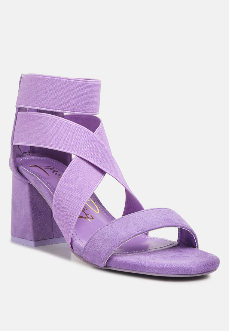 Berries Elastic Strappy Block Heel Sandals