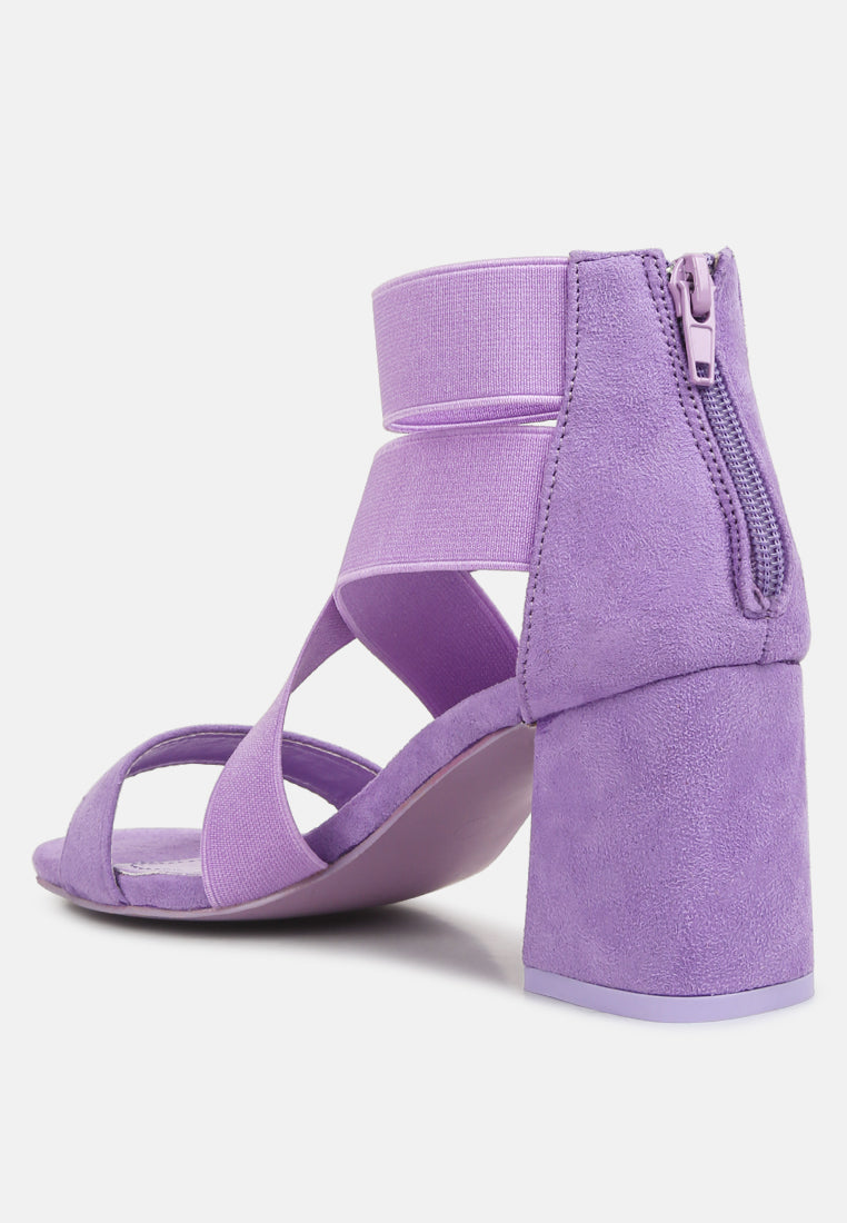 Berries Elastic Strappy Block Heel Sandals