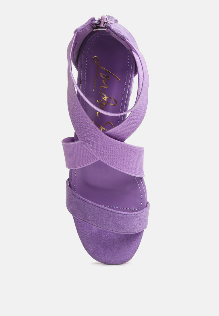 Berries Elastic Strappy Block Heel Sandals