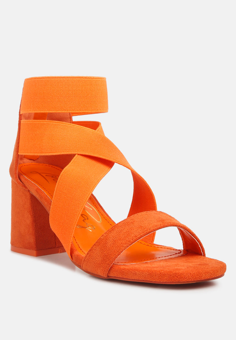 Berries Elastic Strappy Block Heel Sandals